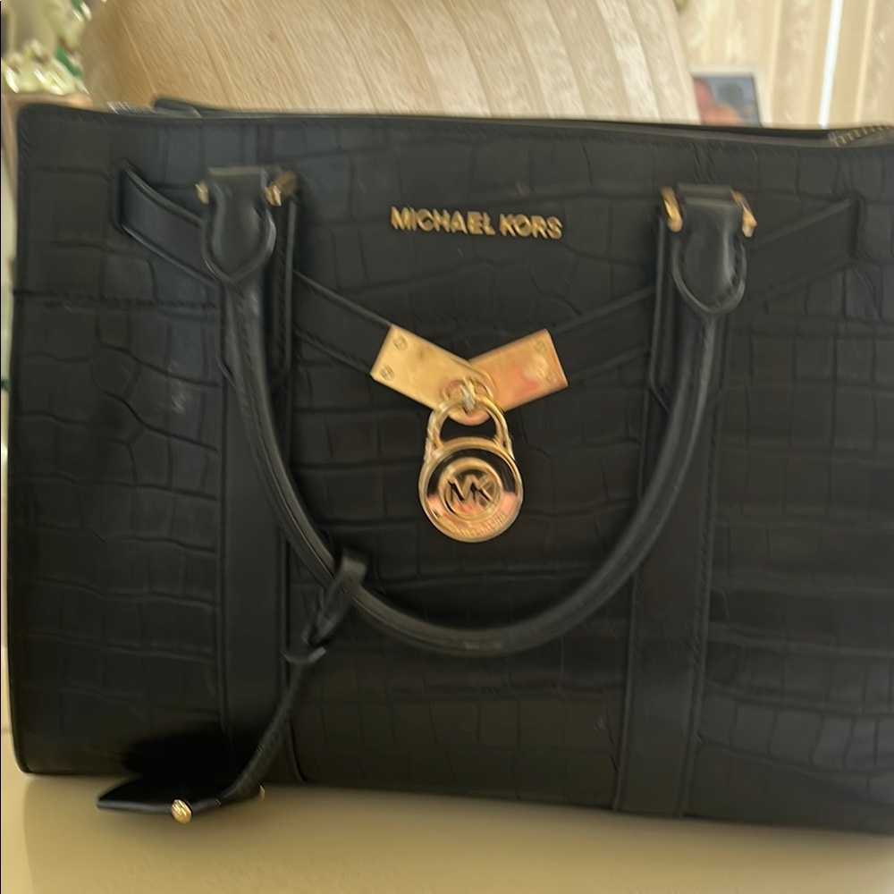 Michael Kors Black Crocodile-Embossed Tote Bag